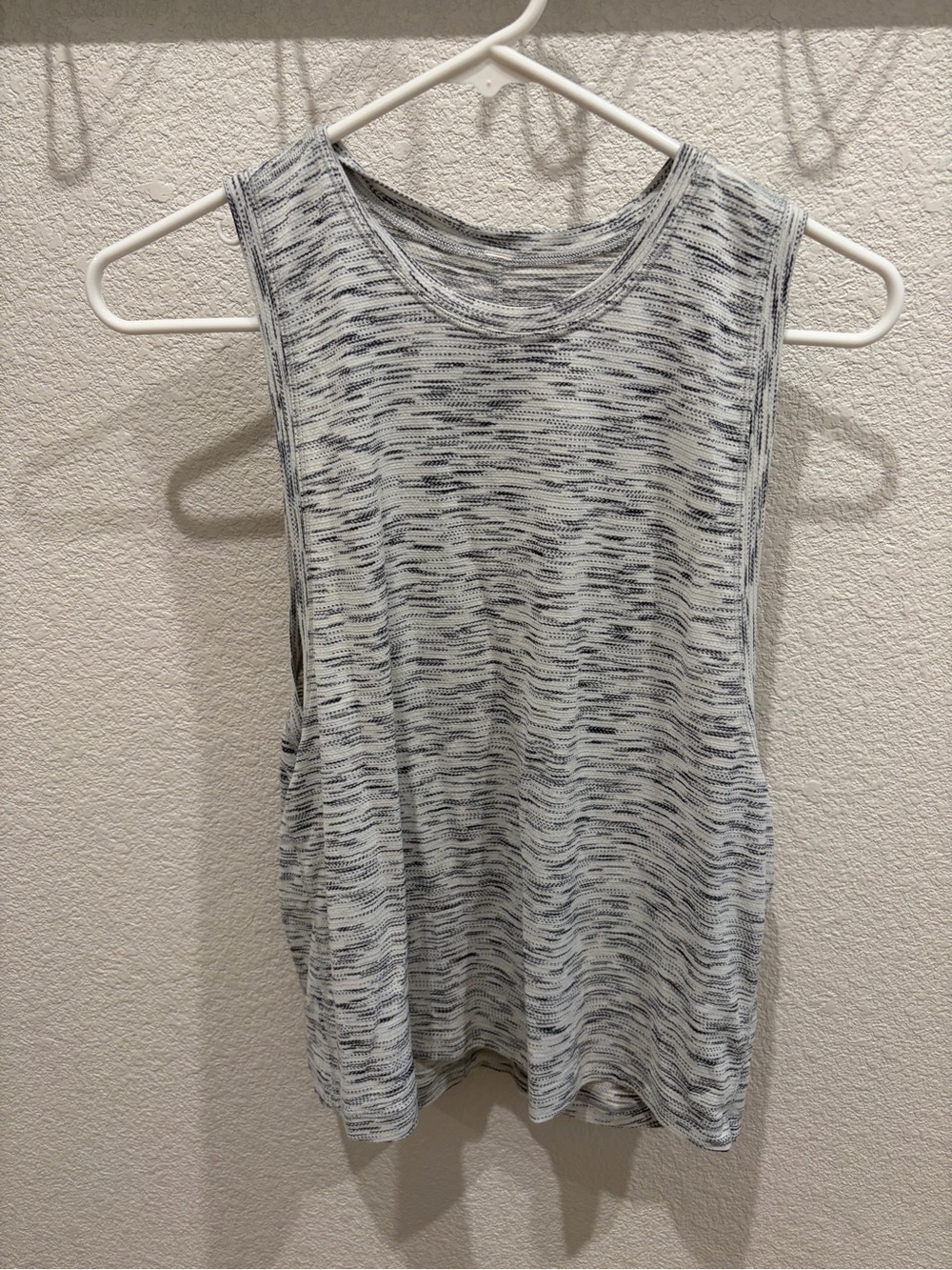 lululemon athletica Heathered Light Gray and White Muscle Tank